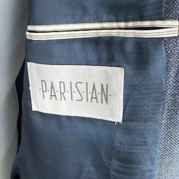 Joseph Abboud 48R 55% SILK 45% WOOL American Soft Jacket Blue Check Parisian USA - Picture 14 of 16